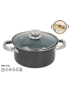 CACEROLA ANTIADHERENTE 20 CM GRANITO CON TAPA CRIS