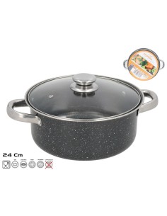 CACEROLA ANTIADHERENTE 24 CM GRANITO CON TAPA CRIS