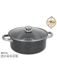 CACEROLA ANTIADHERENTE 26 CM GRANITO CON TAPA CRIS