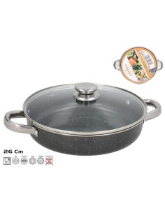 CACEROLA BAJA ANTIADHERENTE 26 CM GRANITO CON TAPA