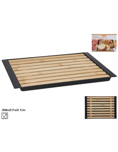 CORTA PAN BAMBU CON BANDEJA 38X27,2X2 CM