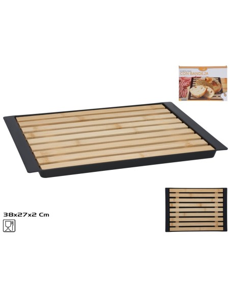 CORTA PAN BAMBU CON BANDEJA 38X27,2X2 CM