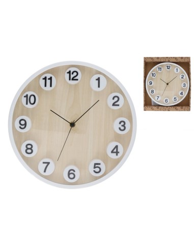 RELOJ DE PARED MADERA NUMEROS 3D HAKIN 30 CM