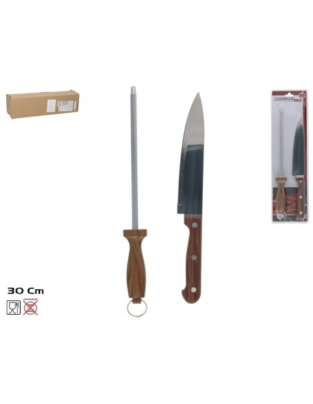 SET CUCHILLO Y AFILADOR BBQ 30 CM