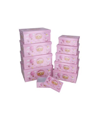 SET 10 CAJAS BABY ROSA 37,5X29X16 CM