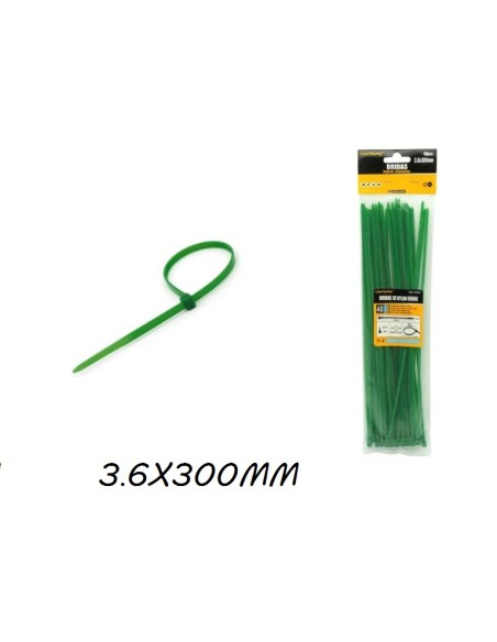 BRIDAS 3.6X300MM 40UND VERDE