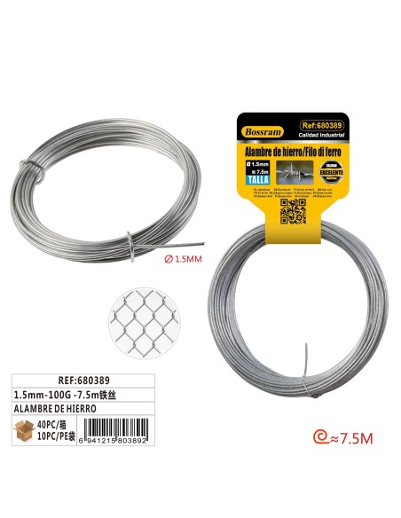 ALAMBRE DE HIERRO 1.5mm-100G -7.5m