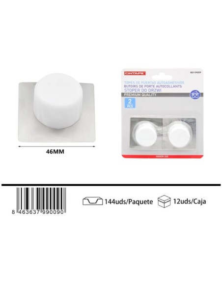 TOPE PUERTA ADHESIVO BLANCO BASE METAL 2PCS