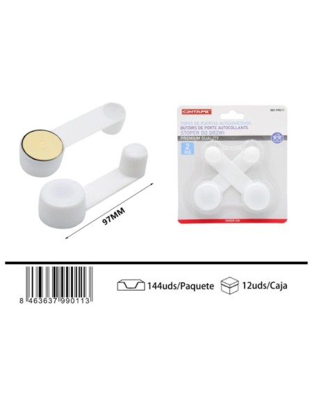 TOPE PUERTA CON RETENEDOR BLANCO 2PCS