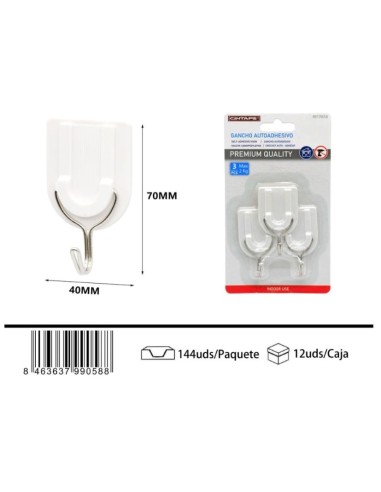 PERCHA AUTOADHESIVA 3PCS