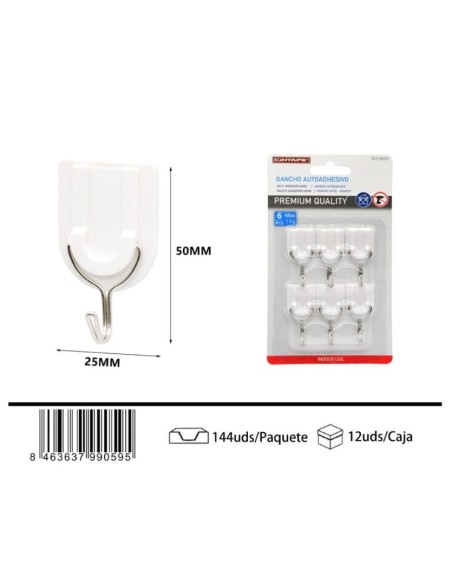 PERCHA AUTOADHESIVA 6PCS