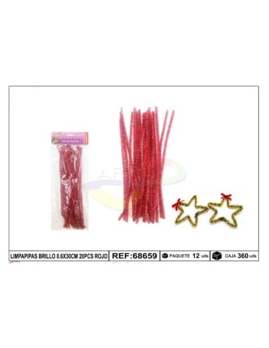 LIMPIAPIPAS ROJO BRILLO 0.6X30CM 20PCS
