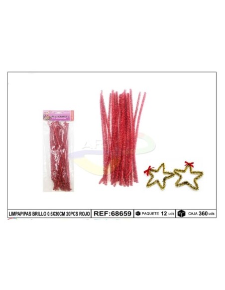 LIMPIAPIPAS ROJO BRILLO 0.6X30CM 20PCS