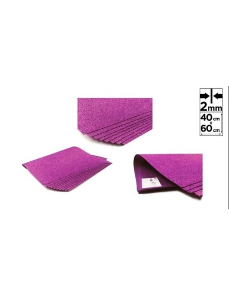 GOMA EVA FUCSIA PURPURINA 40X60CM 10UND