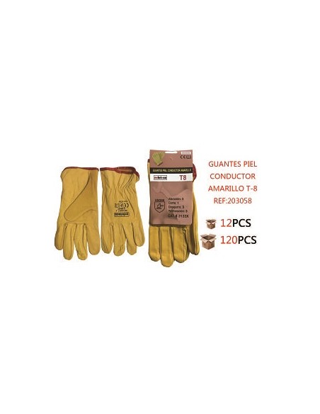 GUANTE T8 PIEL VACUNO AMARILLO