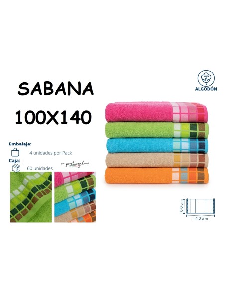 TOALLA SABANA 100X140 CUADROS