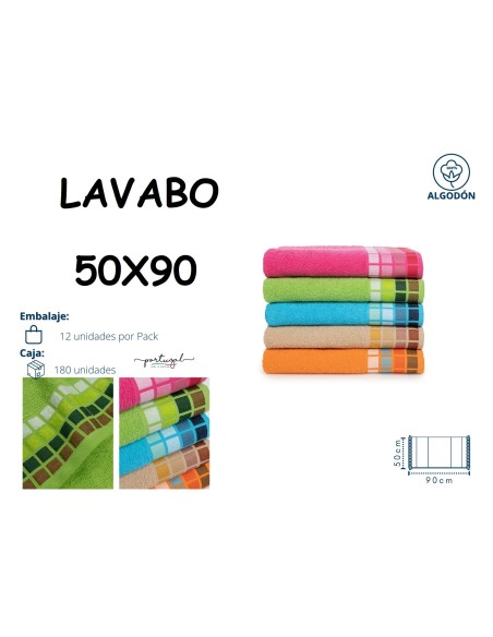 TOALLA LAVABO 50X90 CUADROS