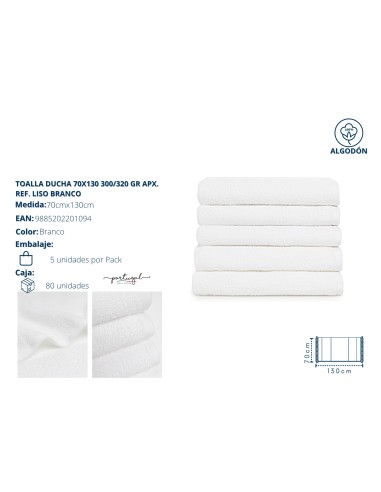 TOALLA DUCHA 70X130 LISO BLANCO