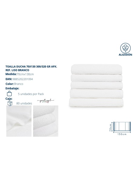 TOALLA DUCHA 70X130 LISO BLANCO