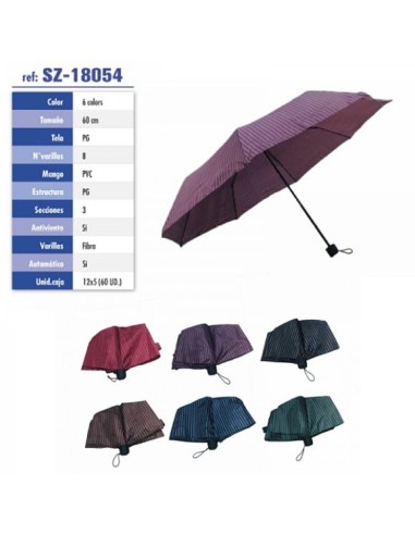 PARAGUAS MEDIANO NEGRO LINEAS COLORES