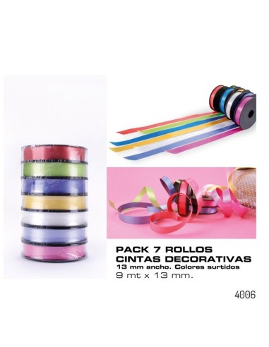 7 ROLLOS CINTA DECORATIVA 13 MMX 9M