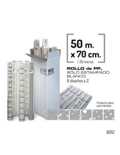 ROLLO P.P. TRANSPARENTE ESTAMPADO BLANCO 70CM X50 M