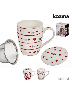 TAZA INFUSION C/ FILTRO 300 ml LOVE MOMENT SURT/2