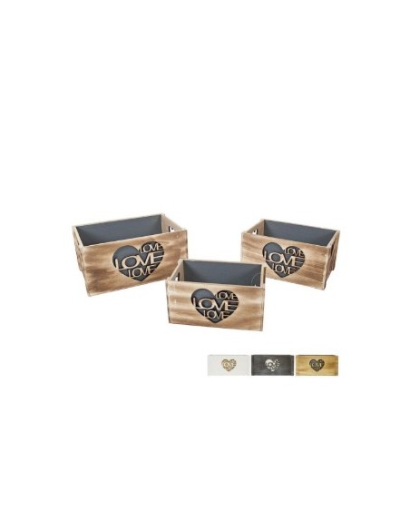 SET 3 CAJAS MADERA HERA 36X26X18CM