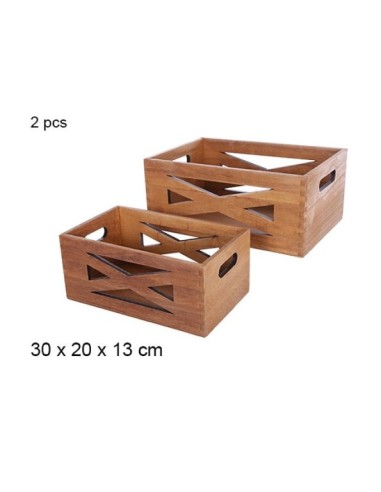 JUEGO 2 CAJAS MADERA CAOBA 30X20X13CM