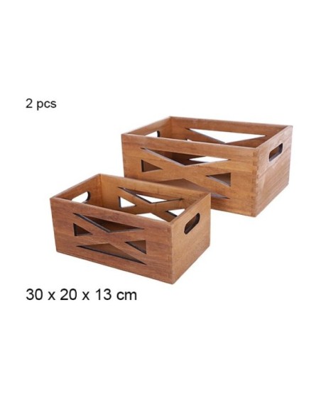 JUEGO 2 CAJAS MADERA CAOBA 30X20X13CM