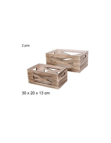JUEGO 2 CAJAS MADERA VINTAGE 30X20X13CM