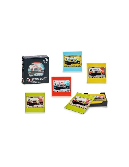 JUEGO 4 POSAVASOS CASSETTE SURT 4 COLOR