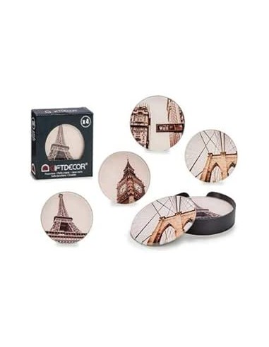JUEGO 4 POSAVASOS CIUDADES SURTIDO 4
