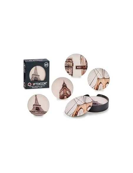 JUEGO 4 POSAVASOS CIUDADES SURTIDO 4