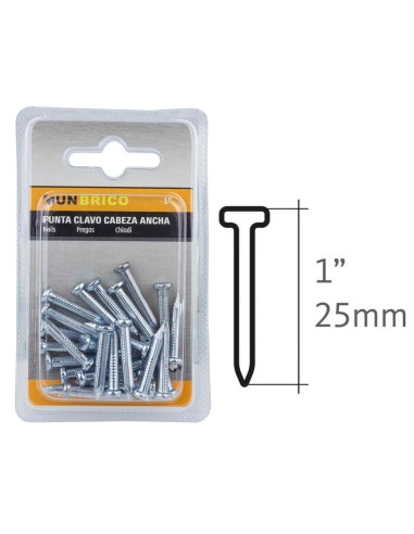 PUNTA 1¨ 25MM CLAVO CABEZA ANCHA
