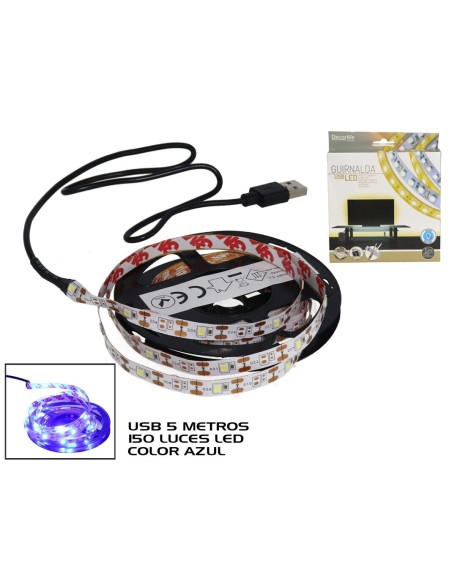 GUIRNALDA USB 5M 150 LED AZUL