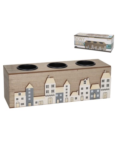 PORTAVELAS MADERA X3 SONY 24X7,2X8 CM