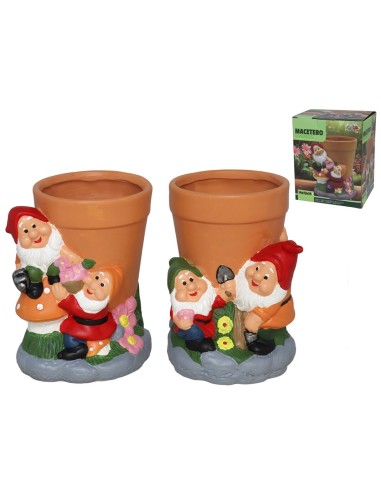 MACETERO TERRACOTA GNOMOS 14X13X18CM