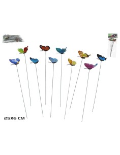 SET 10 PINCHOS JARDIN MARIPOSA 25X6CM COLORES SURT