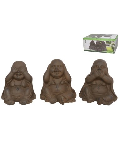 BUDA SENTADO DEC. MARRON 3 SRT 10X8X12 CM