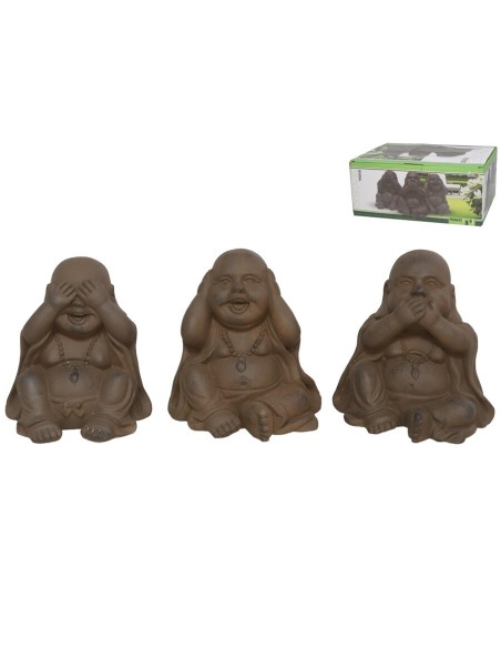 BUDA SENTADO DEC. MARRON 3 SRT 10X8X12 CM