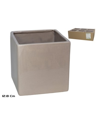 MACETERO ADARA MARRON CERAMI. 12,8X12,8X12 CM