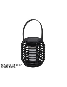 FAROL SOLAR PLS NEGRO 12 LEDS EFEC. LLAMA 11X10X10