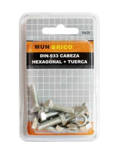 TORNILLO 6X20MM CABEZA HEXAGONAL C/TUERCA