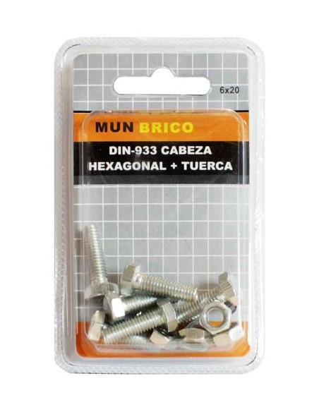TORNILLO 6X20MM CABEZA HEXAGONAL C/TUERCA