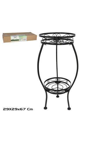 MACETERO DOS PISOS ALAN 29X29X67 NEGRO