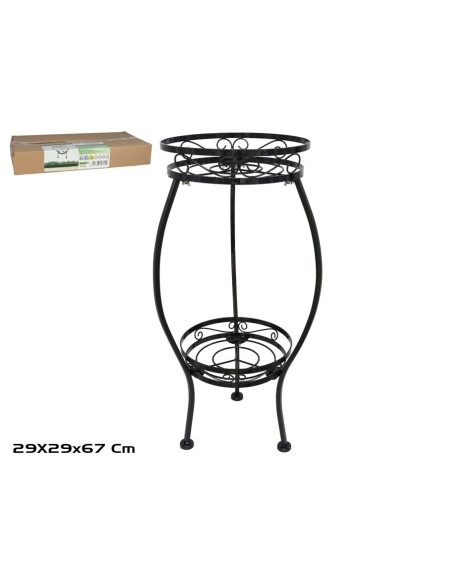 MACETERO DOS PISOS ALAN 29X29X67 NEGRO