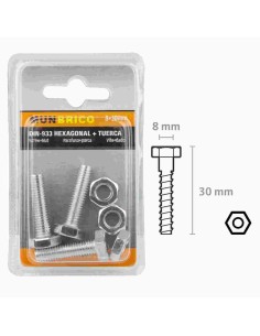 TORNILLO 8X30MM CABEZA HEXAGONAL C/TUERCA