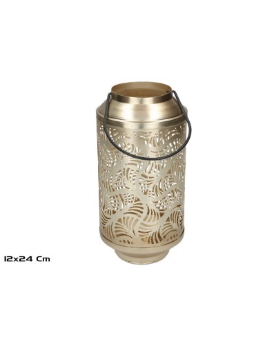 PORTAVELAS LASYA ORO 12X12X24 CM