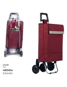 CARRO COMPRA 4 RUEDAS LISO BURDEOS